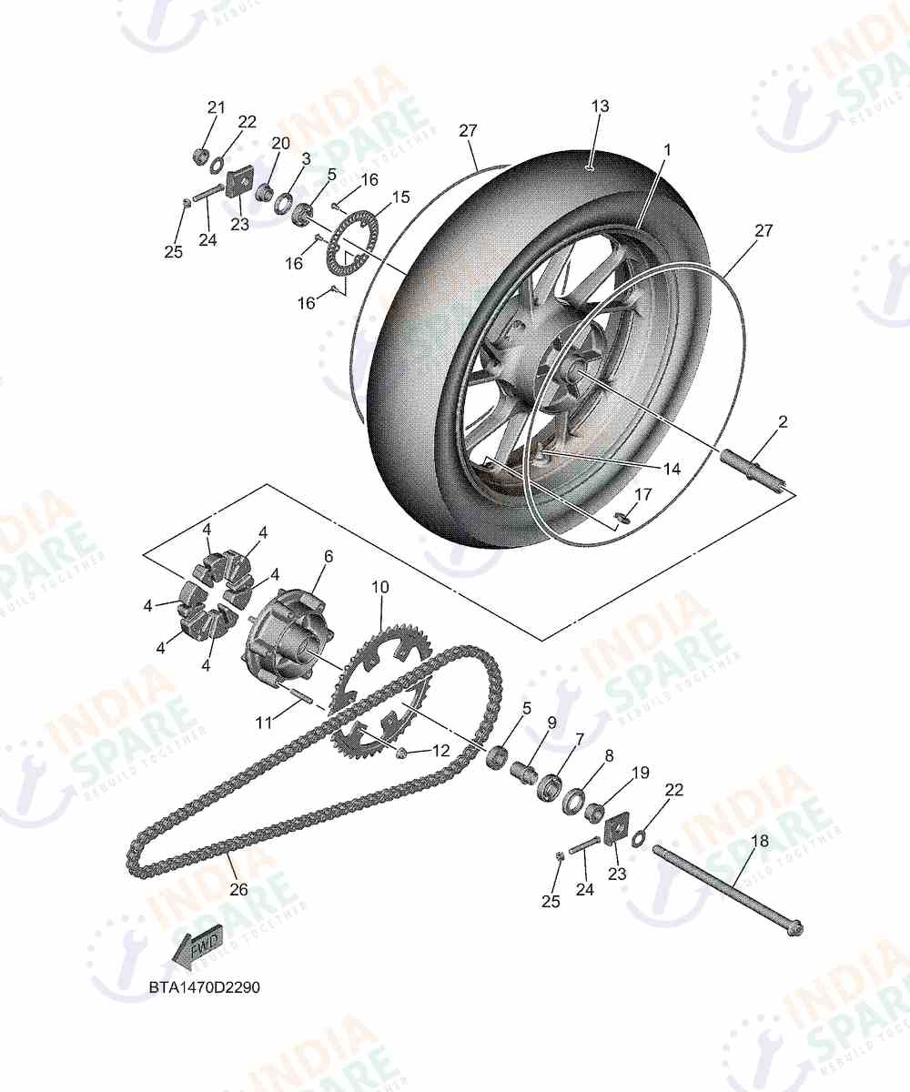 YAMAHA BTA2 R2 200CC Series REAR WHEEL